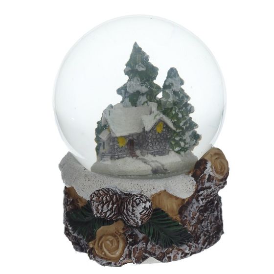 Фигурка декор в стекл шаре &quot;Домик&quot; (подсвет, LR44x2 н/п), D 6 см, L7 W7,5 H8 см, 2в.