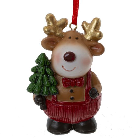 Фигурка декоративная подвесная &quot;Олень&quot;, L5 W3,5 H7,5 см, 4в.