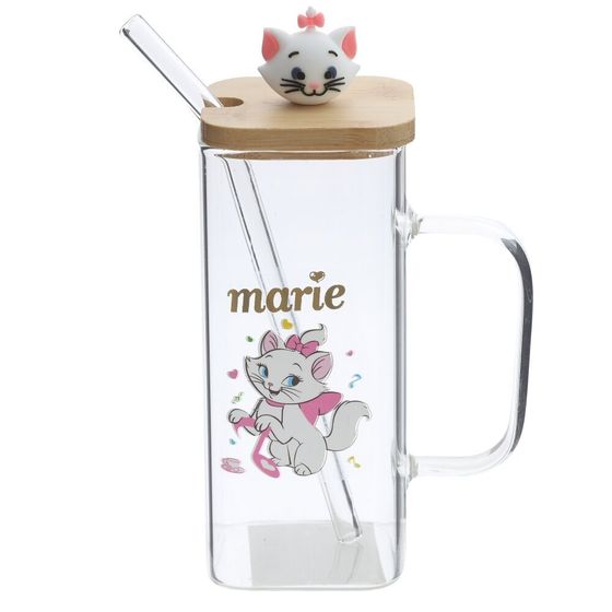 Кружка с крышкой и трубочкой, L6 W6 H13,5 см, 1 штука, дизайн микс