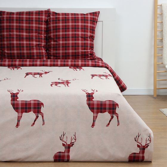 Новый год. Постельное бельё &quot;Этель&quot; Scottish deer евро 200х217 см,220х240 см,70х70 см -2 шт,поплин 125 г/м2