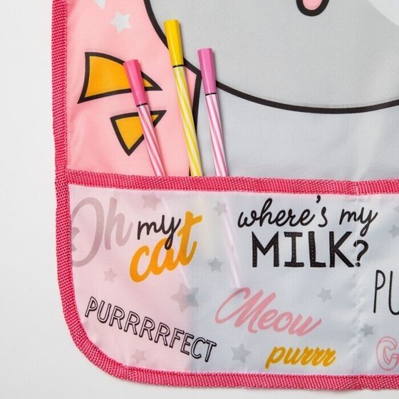 !09 Фартук с нарукавниками детский "Hello cat", 49 х 39 см