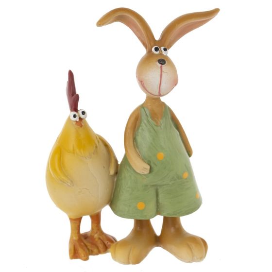 Фигурка декоративная "Заяц с петухом", L6 W3,5 H9,5 см, 2в.