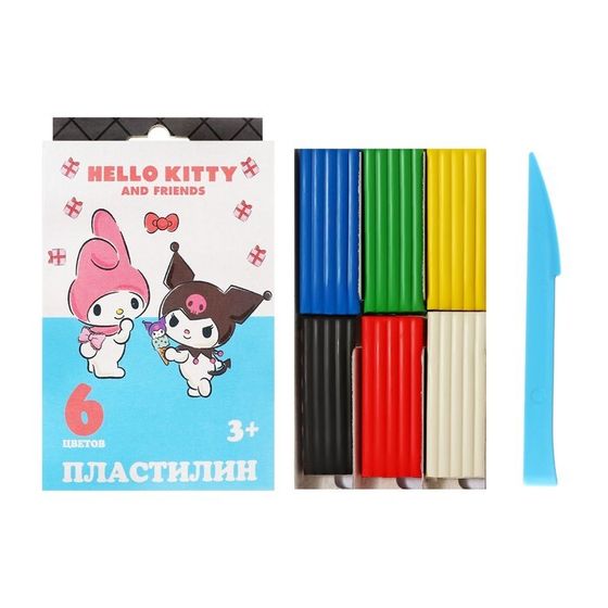 Пластилин 6 цветов 120 г Hello Kitty&amp;friends, пластиковая стека, в картонной упаковке с европодвесом