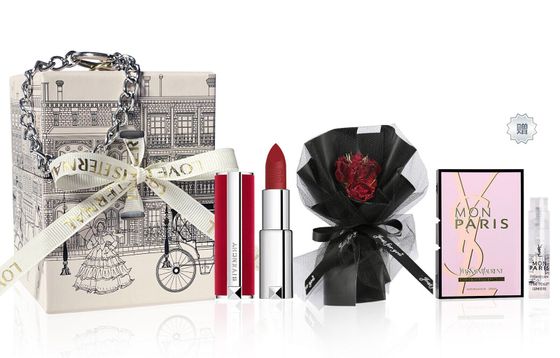 Givenchy Black Thread Angel Bouquet Box Makeup Sets Velour Matte Mist Complexion Lipstick With Free Perfume Sample