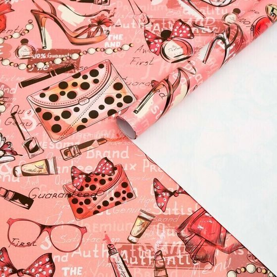 !09 Бумага упаковочная (4 листа) глянцевая &quot;Аксессуары&quot;, 70 × 100 см.