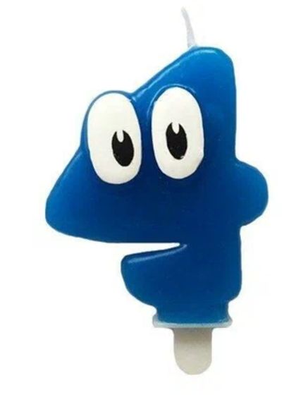 !09 Набор из 4-х свечей в торт "Синие глазки" : "Цифра 8 " (2 штуки) + "Цифра 4 " (2 штуки)