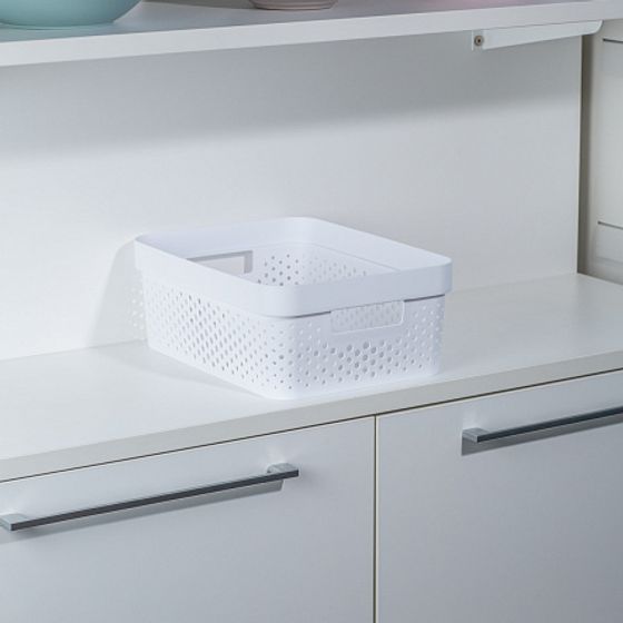 Коробка INFINITY перфорированная с крышкой 11л серая