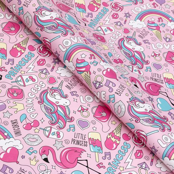 !Набор упаковочной бумаги (2 листа) глянцевая "Нежность" 50 × 70 см.