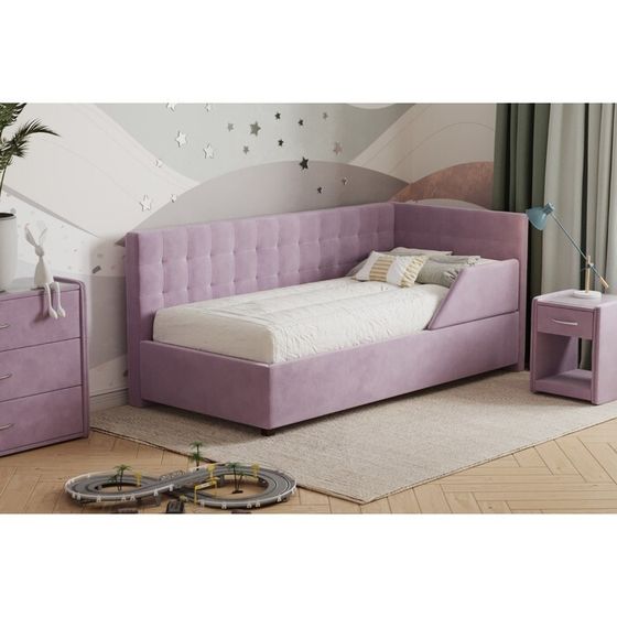 Кровать «Версаль» без ПМ, 110×190 см, с бортиком, премиум велюр, цвет бутоны вишни