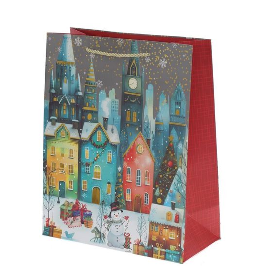 Пакет подарочный (бумага 210г/м2, блок 12шт), L30 W12 H40 см, 4в.