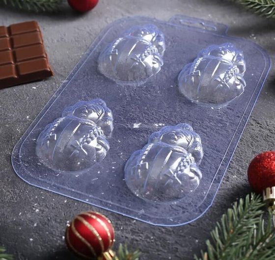 !09 Форма для шоколада и конфет «Мини снегурочка», размер ячейки 5×7 см, цвет прозрачный