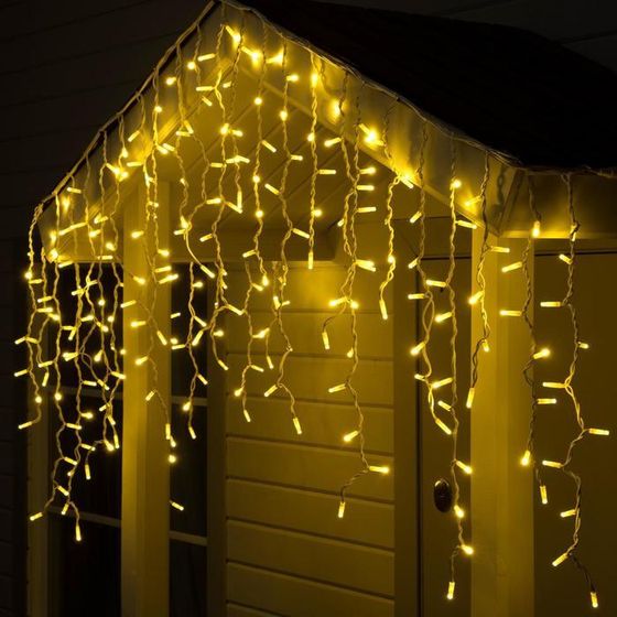 Гирлянда &quot;Бахрома&quot; 3 х 0.9 м , IP65, УМС, белая нить каучук, 144 LED, свечение тёплое белое, 220 В