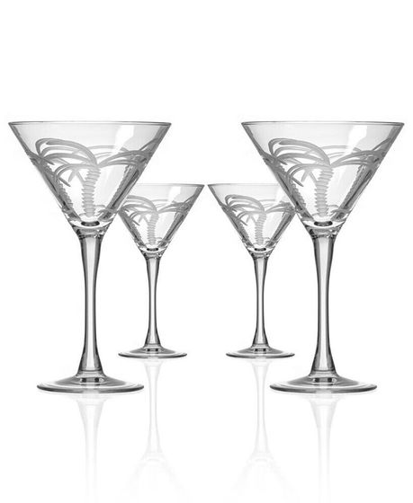 Palm Tree Martini Glass 10oz - Set of 4 Glasses