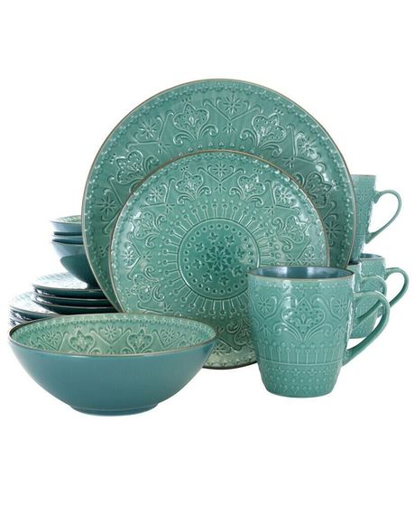 Reactive Glaze Mozaic 16 Piece Luxurious Stoneware Dinnerware Set, Service for 4