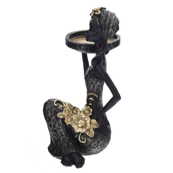 Фигурка декоративная "Африканка" с подставкой д/мелочей, L16,5 W12,5 H24 см