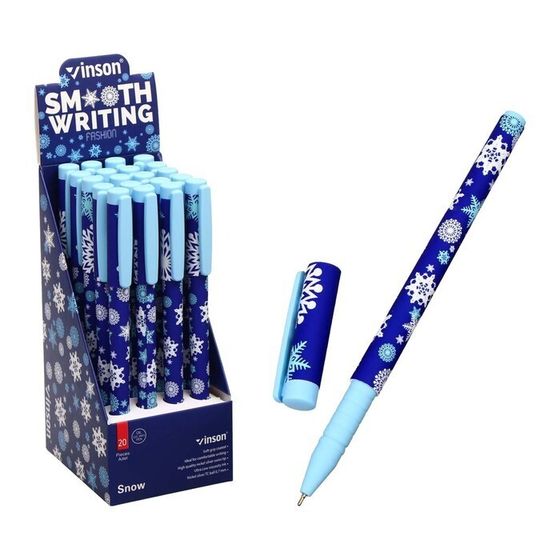Ручка шариковая &quot;Снежинки&quot; 0.7 мм, корпус Софтач Soft touch, чернила синие (3 штуки)