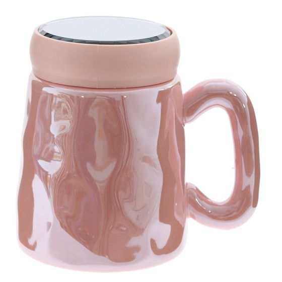 Кружка с крышкой, L6,6 W6,6 H11 см, цвет микс