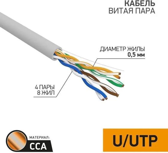 Витая пара Proconnect (01-0043-3) UTP CAT5e 4 пары (305м) 0.51 мм CCA