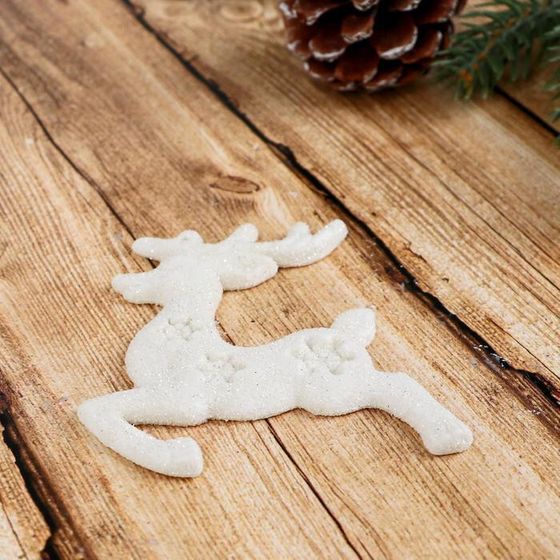 !09 Украшение ёлочное (набор 8 штук) &quot;Олени снежинки&quot; 5х7 см, цвет белый