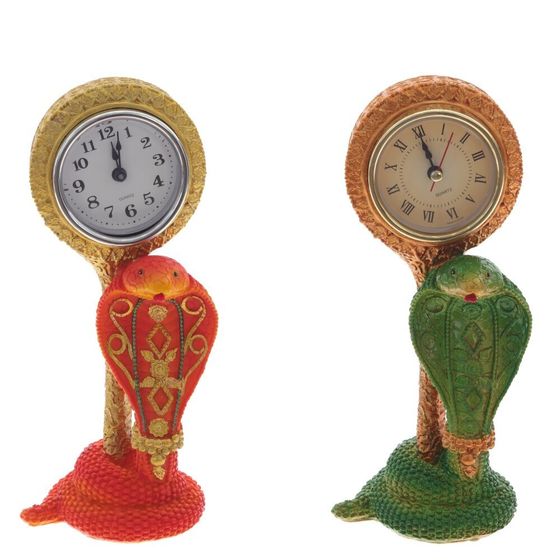 Фигурка декоративная с часами &quot;Змейка&quot; (AAAх1 н/п), L9,5 W8 H22 см, 2в.