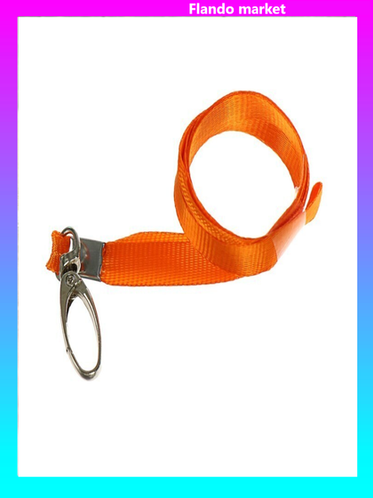 !09 Лента для бейджа(набор 5 штук) ширина-9 мм, длина-80 см с широким металлическим карабином, оранжевая