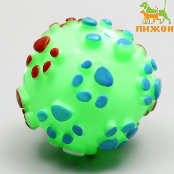 Игрушка пищащая &quot;Мяч Лапка&quot;для собак, 6,5 см, зелёная