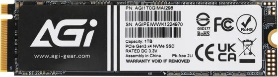 Накопитель SSD 1Tb AGI AI298 M.2 2280 Client SSD PCI-E 3.x x4, 3D NAND