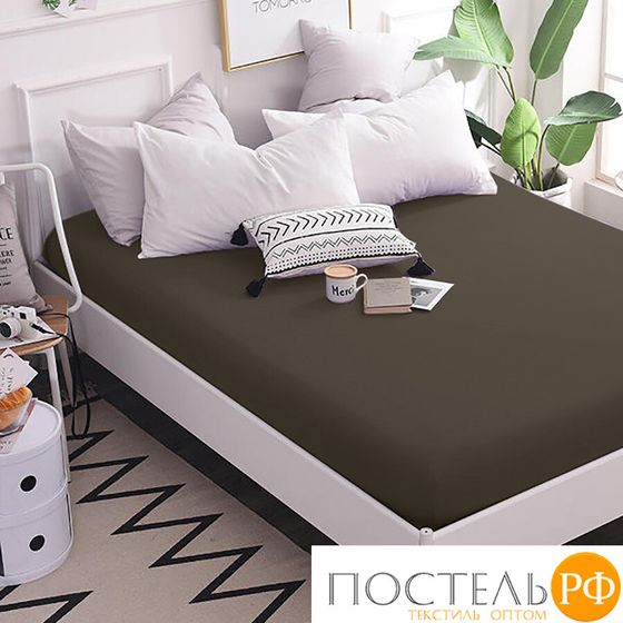 505034/32 Простынь на резинке 180*200*25 Mona Liza сатин chocolate