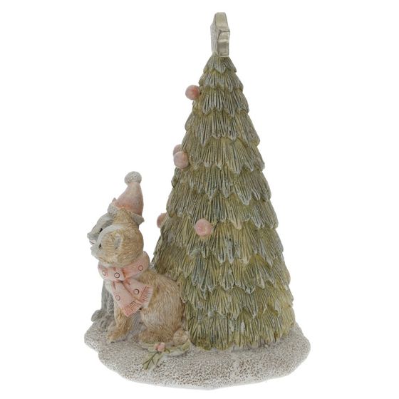 Фигурка декоративная с подсветкой "Кошечки и ёлка", L13,5 W11 H17 см