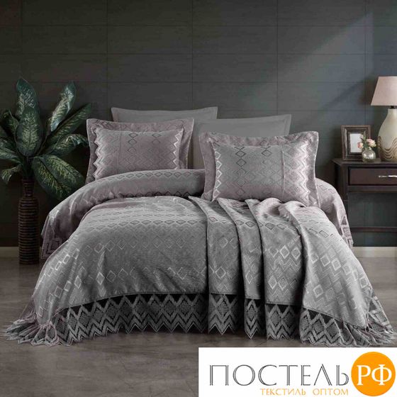 S5227/01 Покрывало EFOR Pique Bedspread NEVA (240*260) с наволочками антрацит ANTRASIT