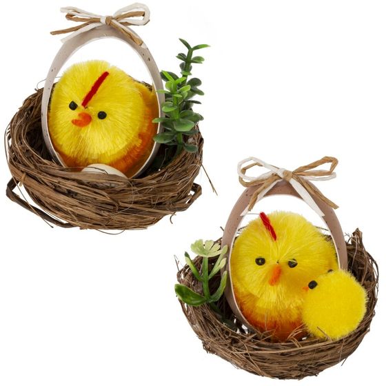 Набор из 2-х изделий декоративных "Гнездо пасхальное" (5,5*5), L11 W6 H6 см