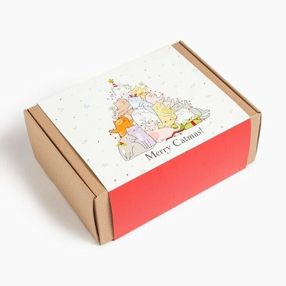 !09 Набор подарочный Merry Catmas, плед и аксессуары(Блокнот, Заколка, Игрушка, Маска для сна, Носки, Плед, Резинка)