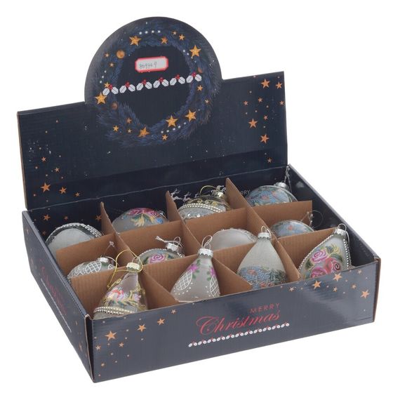 Набор из 12шт Украшение новогоднее "Шар", D 8 см, L34 W25 H9 см