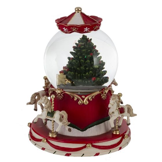 Фигурка декор в стекл шаре &quot;Карусель&quot; (движ,  муз, подсвет 3хААА, н/п), D 10 см, L14 W14 H18 см