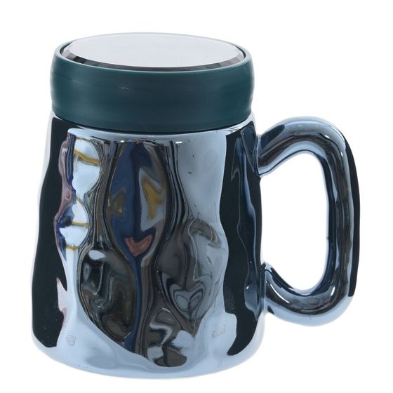 Кружка с крышкой, L6,6 W6,6 H11 см, цвет микс