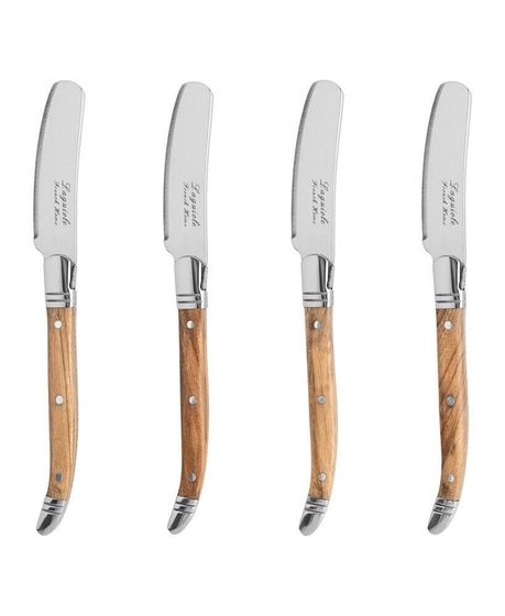 Connoisseur Laguiole Set of 4 Spreaders with Olive Wood Handles