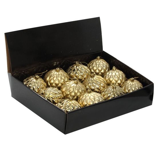Набор из 12шт Украшение новогоднее Шар &quot;Золотая сетка&quot;, D10 см, L43 W33 H10 см