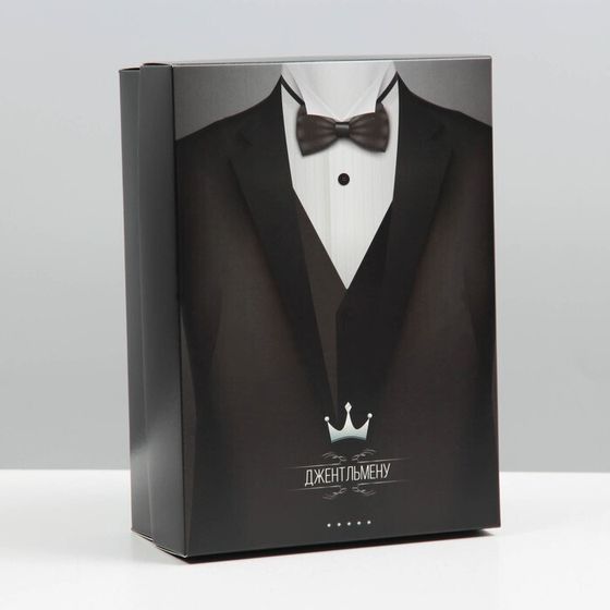 !09 Коробка подарочная (набор 4 штуки) крышка-дно, сборная &quot;Джентльмен&quot; 21 х 15 х 7 см.