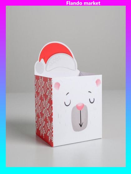 !09 Комплект из 6 коробок для мини-букетов, 12 х 17 х 10 см.: «С Новым годом», Глазки 5 штук + «С Новым годом», Миша 1 штука.