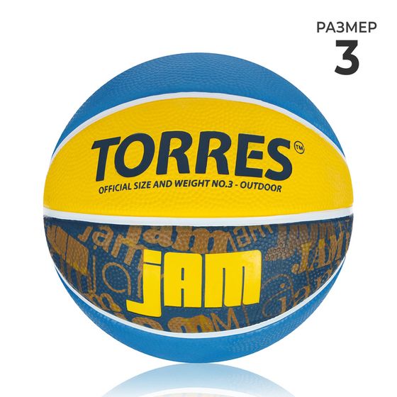 Баскетбольный мяч TORRES Jam, B02043, клееный, 8 панелей, р. 3, резина, бутиловая камера