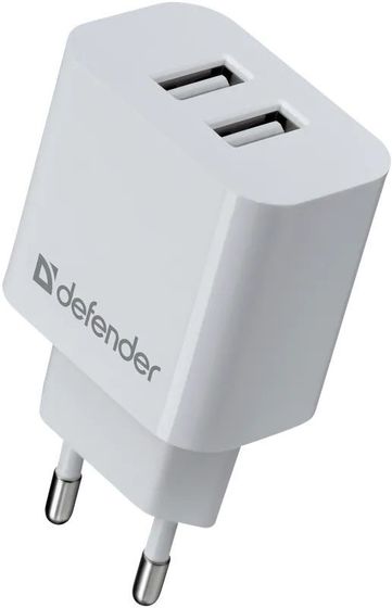 Сетевое З/У Defender UPA-22 2xUSB белый (83580)