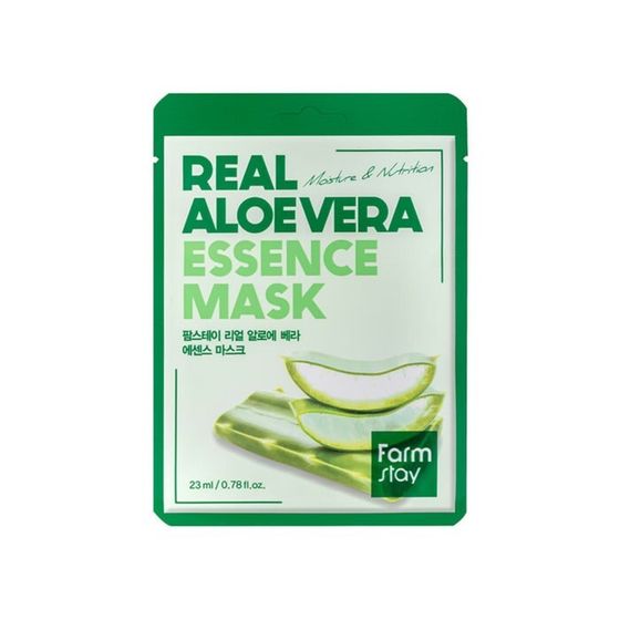 Маска тканевая для лица с экстрактом алоэ FarmStay Real Aloe Vera Essence Mask, 2 штуки, 23 мл