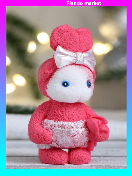 !Фигурное мыло 2 штуки &quot;Зайка с зайцем&quot; розовый с белым, 79гр