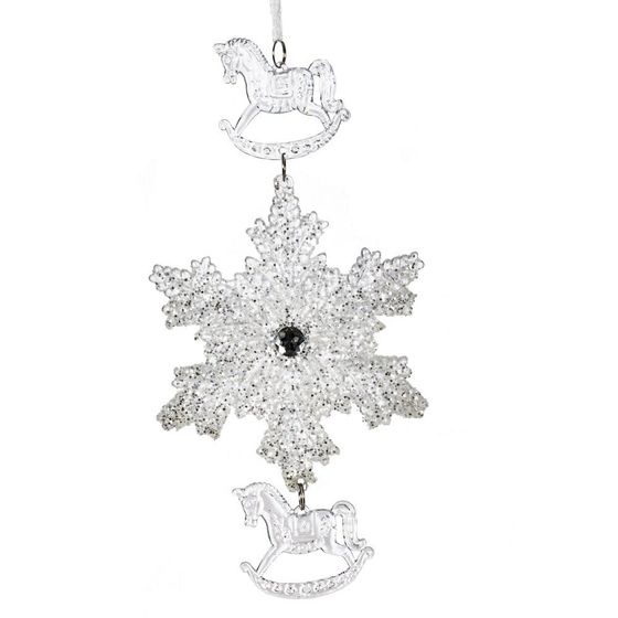 Украшение новогоднеe подвеска&quot;Снежинка с лошадками&quot;, L11,5 W0,5 H24 см
