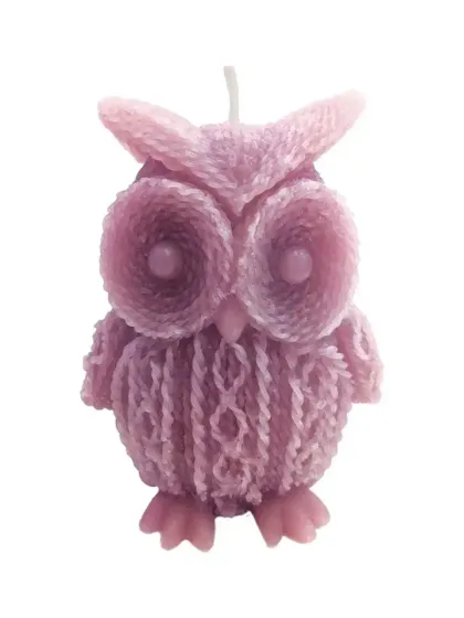 !09 НАБОР 2 ШТУКИ - Свеча вязанная "Сова" 11X7 см.