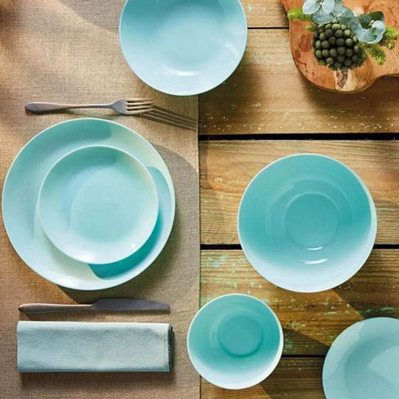 Набор столовый ДИВАЛИ ТЮРКУАЗ&amp;БЕЛЫЙ 18пр