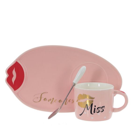 Кружка с блюдцем и ложкой, 200 мл, L25 W14 H8 см, дизайн микс