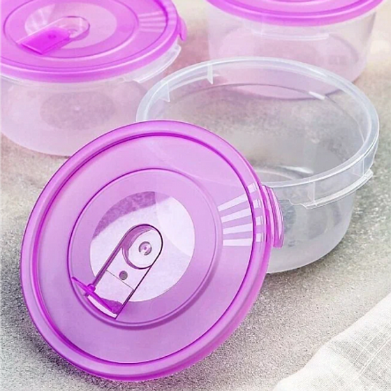 Набор контейнеров СМАЙЛ 0.40.81.4л для СВЧ круглые