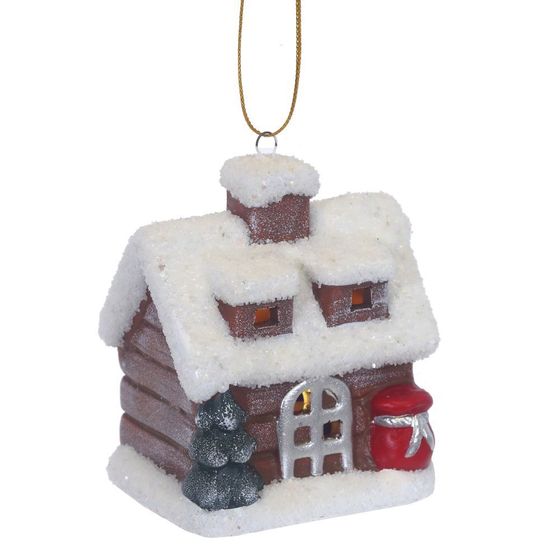 Украшение новогоднее "Домик" с подсветкой (LR44 2 шт), L7 W5,5 H8 см, 3в.