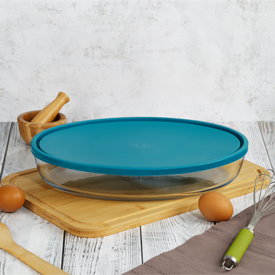 Овальная форма с крышкой XL 3л 35х24х6см зеленая